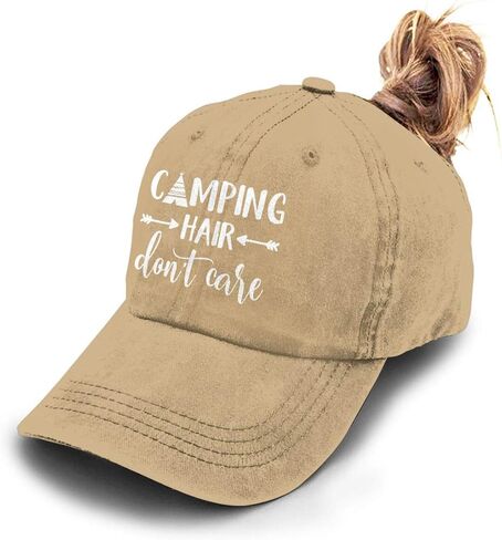 HHNLB Camping Hair Don't Care Ponytail Hat Denim Washed Adjustable Baseball Cap for Women in Saudi Arabia