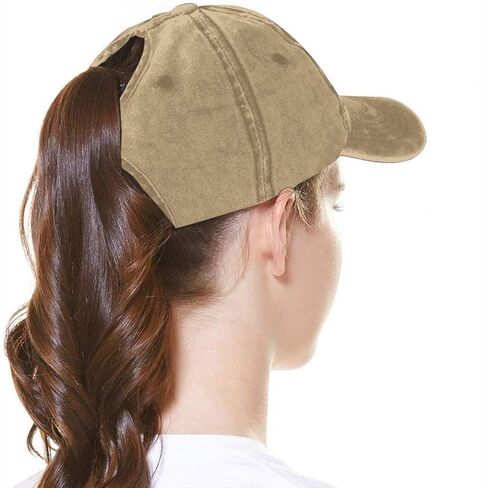 HHNLB Camping Hair Don't Care Ponytail Hat Denim Washed Adjustable Baseball Cap for Women in Saudi Arabia
