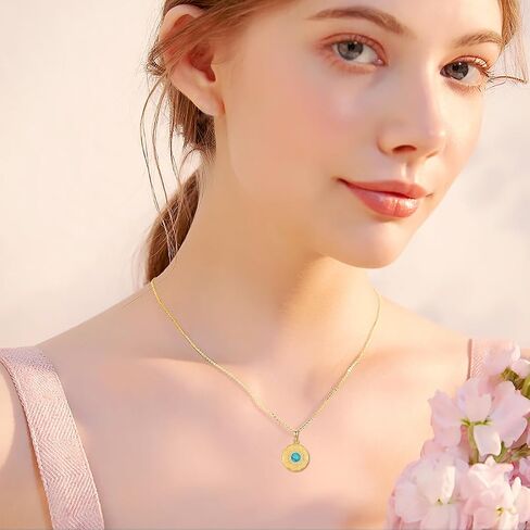BETHZA Locket Necklace for Women 925 Sterling Silver Gold Plated Natural Turquoise Round Shape Locket That Holds 2 Pictures Photo Pendant Jewelry Gifts for Wife Girlfriend Her in Saudi Arabia