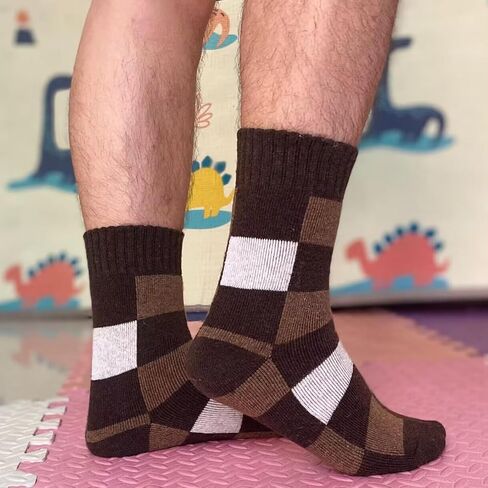 YWSLRC Mens Super Thick Wool Socks Thermal Hiking Winter Warm Soft Comfort Boot Casual Crew Socks,7-12 in Kuwait