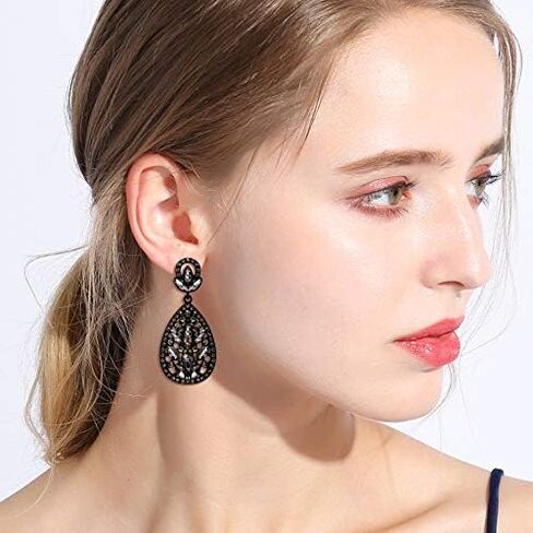 EleQueen Women's Wedding Bridal Austrian Crystal Bohemia Teardrop Chandelier Dangle Earrings in Kuwait