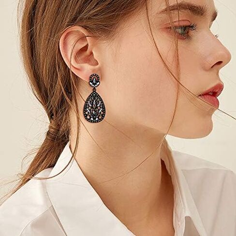 EleQueen Women's Wedding Bridal Austrian Crystal Bohemia Teardrop Chandelier Dangle Earrings in Kuwait