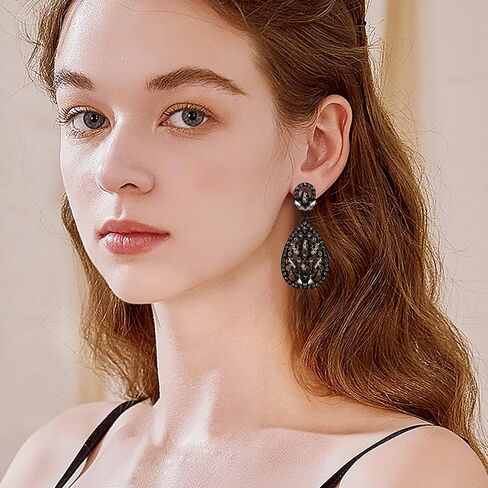 EleQueen Women's Wedding Bridal Austrian Crystal Bohemia Teardrop Chandelier Dangle Earrings in Kuwait