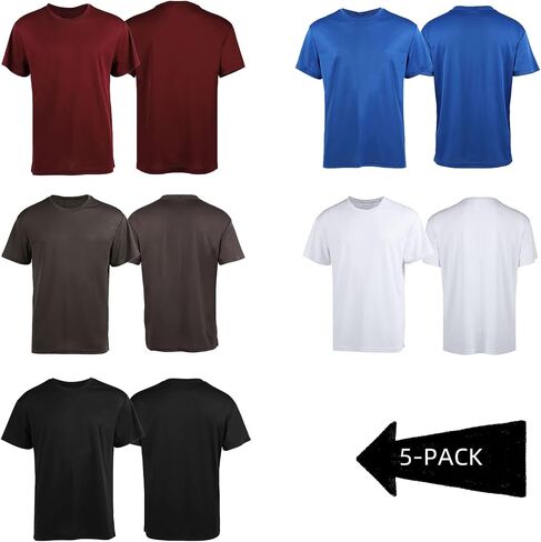 Mens Active Athletic T-Shirts Quick Dry Workout Gym Short Sleeve Crew Tee Shirts 5 Pack in Saudi Arabia