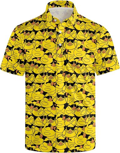 Golf Shirts for Men Dry Fit Classic Sunglass Rubber Duck Short Sleeve Casual Outfit Polo Shirt in Saudi Arabia