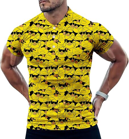 Golf Shirts for Men Dry Fit Classic Sunglass Rubber Duck Short Sleeve Casual Outfit Polo Shirt in Saudi Arabia