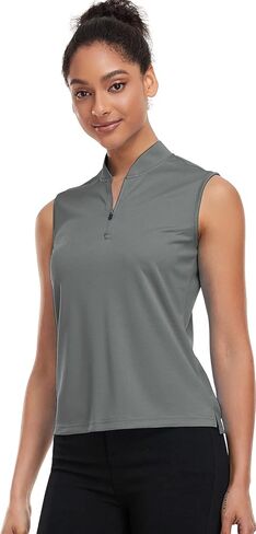 المرأة جولف بولو قميص بلا أكمام الجافة تناسب السيدات البريدي الياقة تانك الأعلى SPF 50 + قمصان التنس Mositure فتل in Kuwait