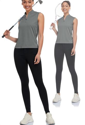 المرأة جولف بولو قميص بلا أكمام الجافة تناسب السيدات البريدي الياقة تانك الأعلى SPF 50 + قمصان التنس Mositure فتل in Kuwait