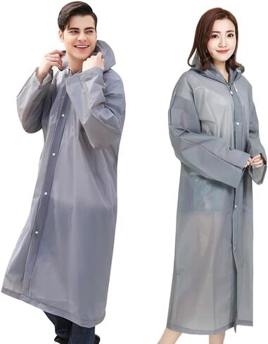 Reusable Adults Rain Ponchos, 2 Pcs EVA Portable Raincoats for Women Men with Hood for Disney Outdoor in Kuwait