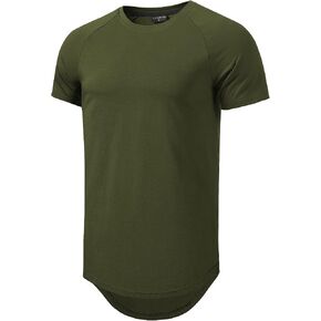 LETAOTAO Mens Hipster T Shirts Workout Longline T-Shirt Curved Hem Top Tees Shirt in Kuwait