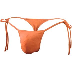 JEERLEEP Mens Sexy ice Silk Bikini Tie Side G String T Back Thongs Briefs Adjustable Underwears