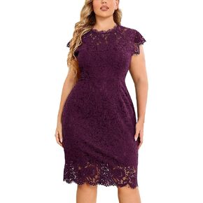 Miusol Women's Retro Lace Sleeveless Plus Size Formal Evening Prom Dress
