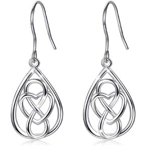 INFUSEU Sterling Silver Celtic Knot Dangle Earrings for Women Girls, Irish Jewelry Good Luck Gifts for Her