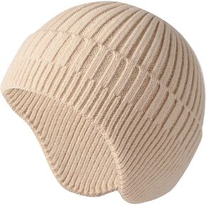 POXIMI Men Knitted Hat Women Earflap Winter Hats Mens Wool Cap Warm Skull Cap Slouchy with Ear Warmer