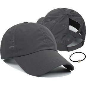 Mukeyo Womens Criss Cross Ponytail Baseball Cap Adjustable Messy High Bun Ponycap Quick Drying Hat