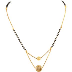 JewarHaat Indian Ad Cz Two-Tone Silver Gold-Plated CZ-Studded & Beaded Mangalsutra for Women and Girls