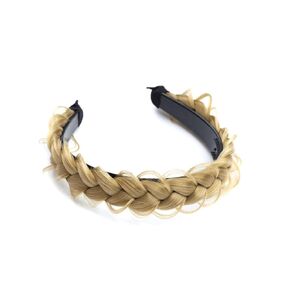 RPZL (CARAMEL BLONDE 8/14) Synthetic Hair Braided Headbands - Lightweight, Non-Slip Messy Braided Headband - Two Strands 4-inch Wide Headband with Teeth - Stylish Hair Accessories for Women/Girls