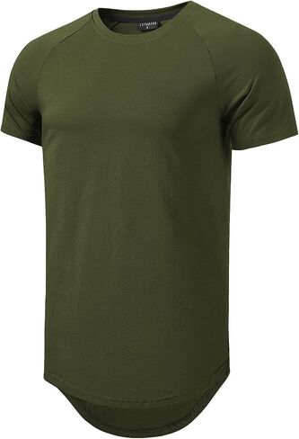 LETAOTAO Mens Hipster T Shirts Workout Longline T-Shirt Curved Hem Top Tees Shirt in Kuwait