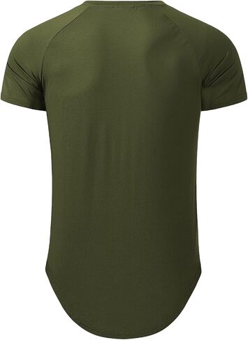 LETAOTAO Mens Hipster T Shirts Workout Longline T-Shirt Curved Hem Top Tees Shirt in Kuwait