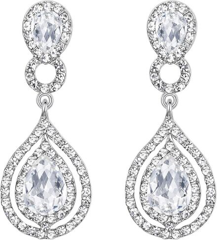 BriLove Women's Wedding Bridal Crystal Teardrop Infinity Chandelier Dangle Earrings in Saudi Arabia