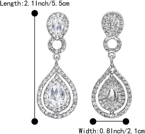 BriLove Women's Wedding Bridal Crystal Teardrop Infinity Chandelier Dangle Earrings in Saudi Arabia
