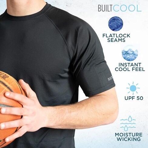 قميص راجلان ذو رقبة دائرية للرجال من BuildCool - قمصان سريعة الجفاف للرجال، تبريد فوري ماص للرطوبة، حماية من أشعة الشمس بعامل حماية من أشعة الشمس 50 in Kuwait