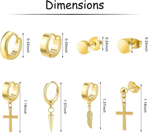 ONESING 12 Pairs Earrings for Men Black Stud Earrings Mens Earrings Set Black Earrings for Men Stainless Steel Cross Earrings for Men Women Jewelry Piercings Men Earrings in Saudi Arabia