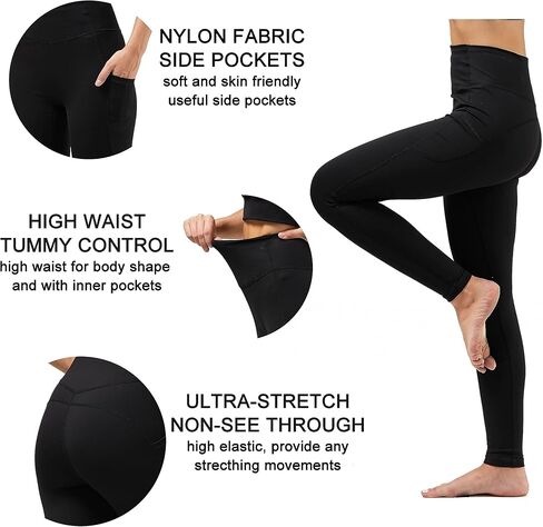 سروال يوجا نسائي عالي الخصر من Everweekend مع جيب للتحكم في البطن وتمارين رياضية وجري وصالة ألعاب رياضية غير شفافة in Kuwait