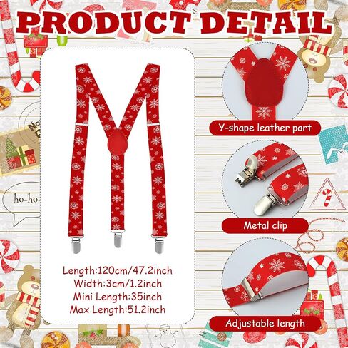 Liitrsh 4 Pcs Christmas Suspenders Unisex Suspenders, Y Back Style Adjustable Button Suspenders Elastic Suspenders Christmas Accessories for Women Men Party Christmas Wearable Supplies, 4 Styles in Saudi Arabia