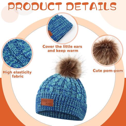 Liitrsh 18 Pcs Kids Winter Beanie Hat Scarf Gloves Set for Girls Knit Thick Thermal Lined Hat Scarf Gloves for Toddler Boys Aged 5-12 in Saudi Arabia