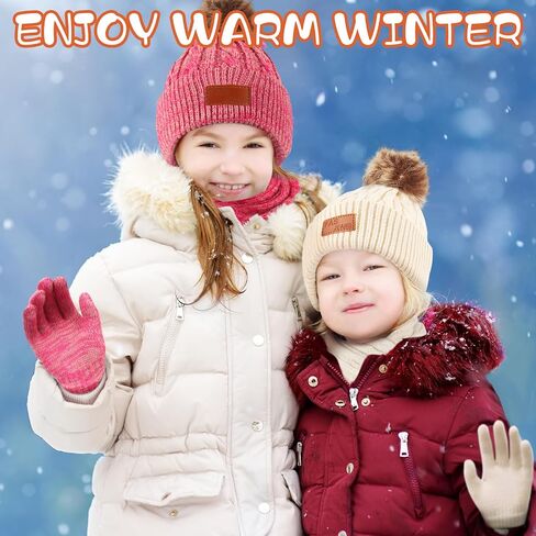 Liitrsh 18 Pcs Kids Winter Beanie Hat Scarf Gloves Set for Girls Knit Thick Thermal Lined Hat Scarf Gloves for Toddler Boys Aged 5-12 in Saudi Arabia
