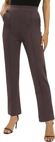 EXCHIC Women's Yoga Dress Pants Stretchy Casual Slacks Straight Leg Work Pants with Pockets in Saudi Arabia