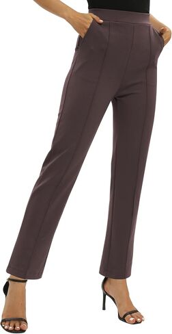 EXCHIC Women's Yoga Dress Pants Stretchy Casual Slacks Straight Leg Work Pants with Pockets in Saudi Arabia