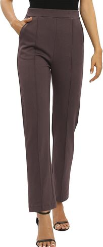 EXCHIC Women's Yoga Dress Pants Stretchy Casual Slacks Straight Leg Work Pants with Pockets in Saudi Arabia