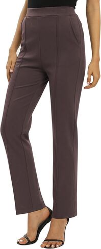 EXCHIC Women's Yoga Dress Pants Stretchy Casual Slacks Straight Leg Work Pants with Pockets in Saudi Arabia