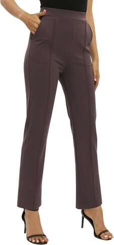 EXCHIC Women's Yoga Dress Pants Stretchy Casual Slacks Straight Leg Work Pants with Pockets in Saudi Arabia