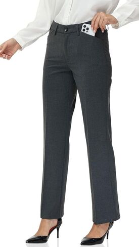 Soojun Women's Comfort Flex Waist Straight Leg Dress Pants in Kuwait