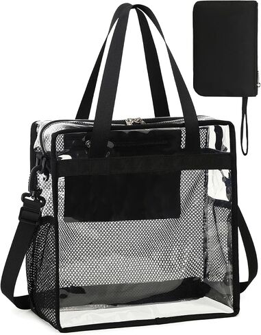 حقيبة شفافة معتمدة من الاستاد مقاس 12 × 6 × 12 حقيبة حمل شفافة محفظة كروس شفافة من خلال حقائب اليد للعمل والسفر والشاطئ in Kuwait