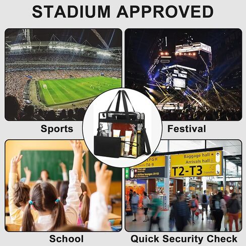 حقيبة شفافة معتمدة من الاستاد مقاس 12 × 6 × 12 حقيبة حمل شفافة محفظة كروس شفافة من خلال حقائب اليد للعمل والسفر والشاطئ in Kuwait