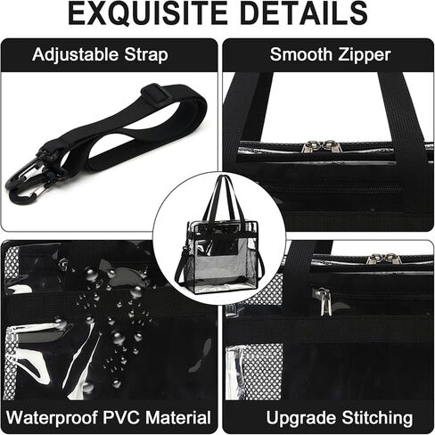 حقيبة شفافة معتمدة من الاستاد مقاس 12 × 6 × 12 حقيبة حمل شفافة محفظة كروس شفافة من خلال حقائب اليد للعمل والسفر والشاطئ in Kuwait