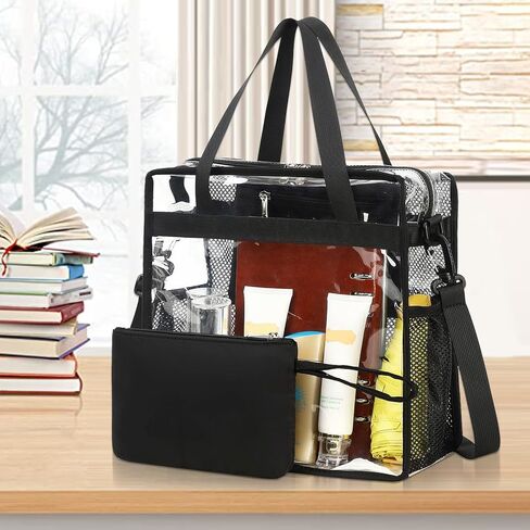 حقيبة شفافة معتمدة من الاستاد مقاس 12 × 6 × 12 حقيبة حمل شفافة محفظة كروس شفافة من خلال حقائب اليد للعمل والسفر والشاطئ in Kuwait