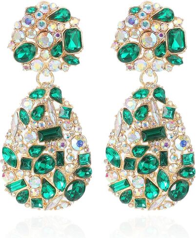 ATIMIGO Rhinestone Teardrop Dangle Earrings Trendy Crystal Drop Statement Earrings hypoallergenic Chandelier Fashion Earrings for Women in Kuwait