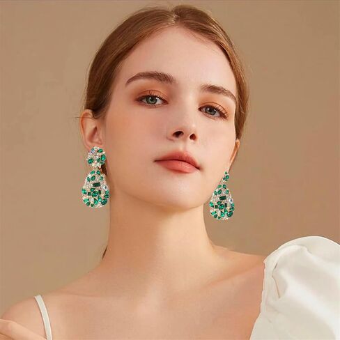 ATIMIGO Rhinestone Teardrop Dangle Earrings Trendy Crystal Drop Statement Earrings hypoallergenic Chandelier Fashion Earrings for Women in Kuwait