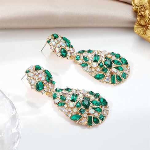 ATIMIGO Rhinestone Teardrop Dangle Earrings Trendy Crystal Drop Statement Earrings hypoallergenic Chandelier Fashion Earrings for Women in Kuwait