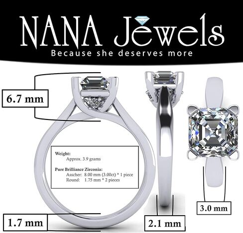 جواهر نانا 1.50 إلى 3.00 قيراط خاتم خطوبة ألماس مقلد 10K-14K-فضة لوسيتا in Kuwait