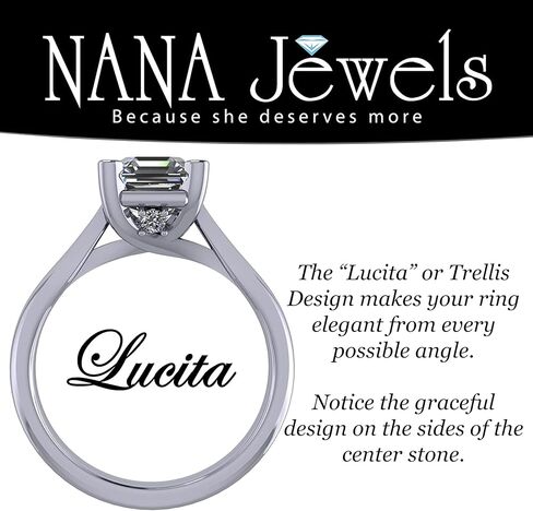 جواهر نانا 1.50 إلى 3.00 قيراط خاتم خطوبة ألماس مقلد 10K-14K-فضة لوسيتا in Kuwait