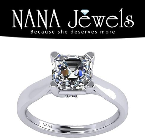 جواهر نانا 1.50 إلى 3.00 قيراط خاتم خطوبة ألماس مقلد 10K-14K-فضة لوسيتا in Kuwait