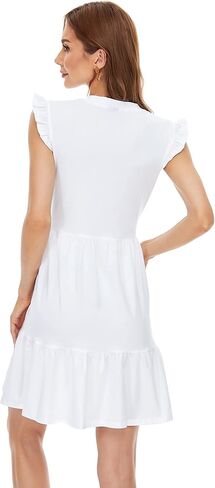 فستان قصير بطبقات وأكمام مكشكشة من NiYaDress للنساء صيفي كاجوال in Kuwait