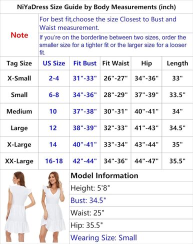 فستان قصير بطبقات وأكمام مكشكشة من NiYaDress للنساء صيفي كاجوال in Kuwait
