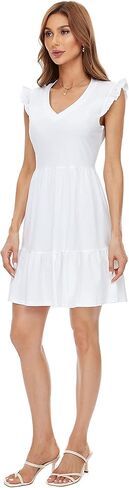 فستان قصير بطبقات وأكمام مكشكشة من NiYaDress للنساء صيفي كاجوال in Kuwait